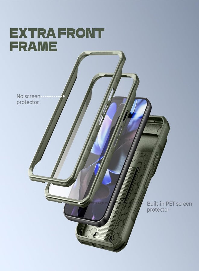 Dexnor for Google Pixel 10 Pro XL Case with Slide Camera Cover & 2 Front Frames & Built-in Screen Protector & Kickstand, Full-body Shockproof Protective Cover Rugged Bumper Cases,Army Green(2025) - Image 4