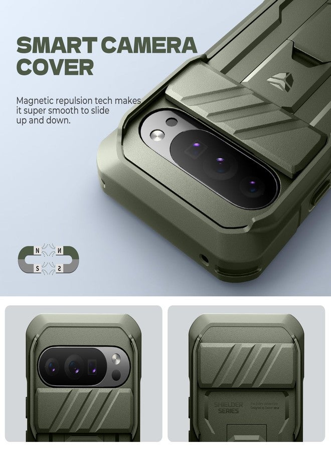 Dexnor for Google Pixel 10 Pro XL Case with Slide Camera Cover & 2 Front Frames & Built-in Screen Protector & Kickstand, Full-body Shockproof Protective Cover Rugged Bumper Cases,Army Green(2025) - Image 3