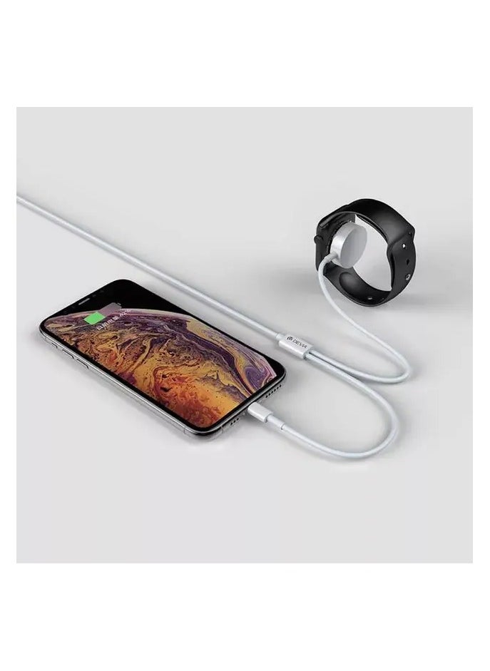devia 2 in 1 Charging Cable iWatch Smart Series / Fast Charge / ABS+PC Material / 1.2m Cable length / iPhone & Watch Charger - White  - Image 2