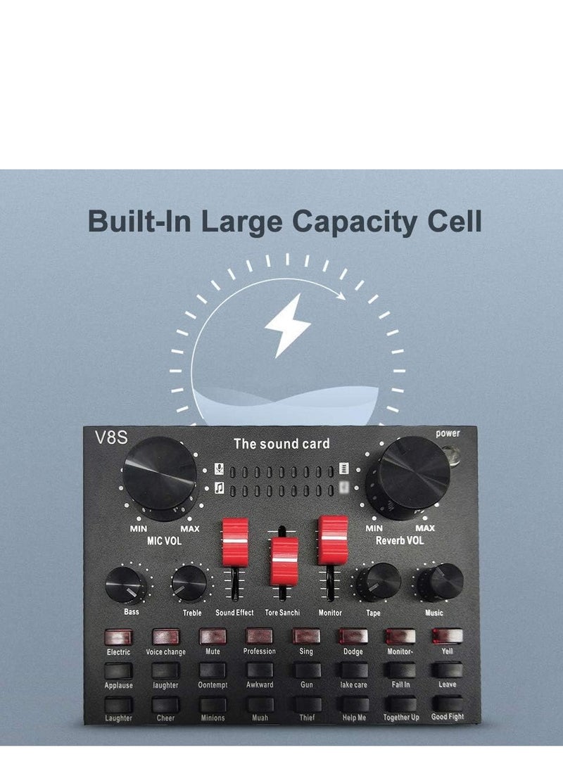 V8S Live Streaming Sound Adapter Phone Laptop Microphone Multi-Function High Sound Quality Intelligent Compatibility Sound Adapter