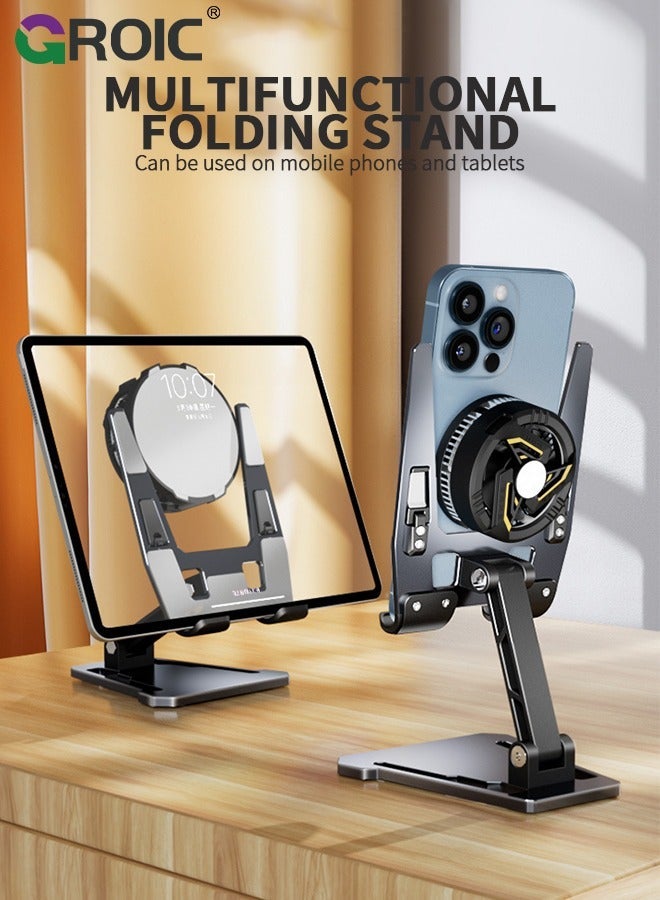 GROIC Tablet Stand for Desk, Stable Holder with Heavy and Thickened Metal Base Large Device, Multi-Angles Adjustable Foldable, Universal Tool Mobile Phone Charging  - Image 2