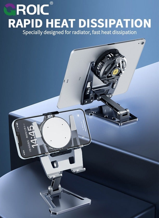 GROIC Tablet Stand for Desk, Stable Holder with Heavy and Thickened Metal Base Large Device, Multi-Angles Adjustable Foldable, Universal Tool Mobile Phone Charging  - Image 3