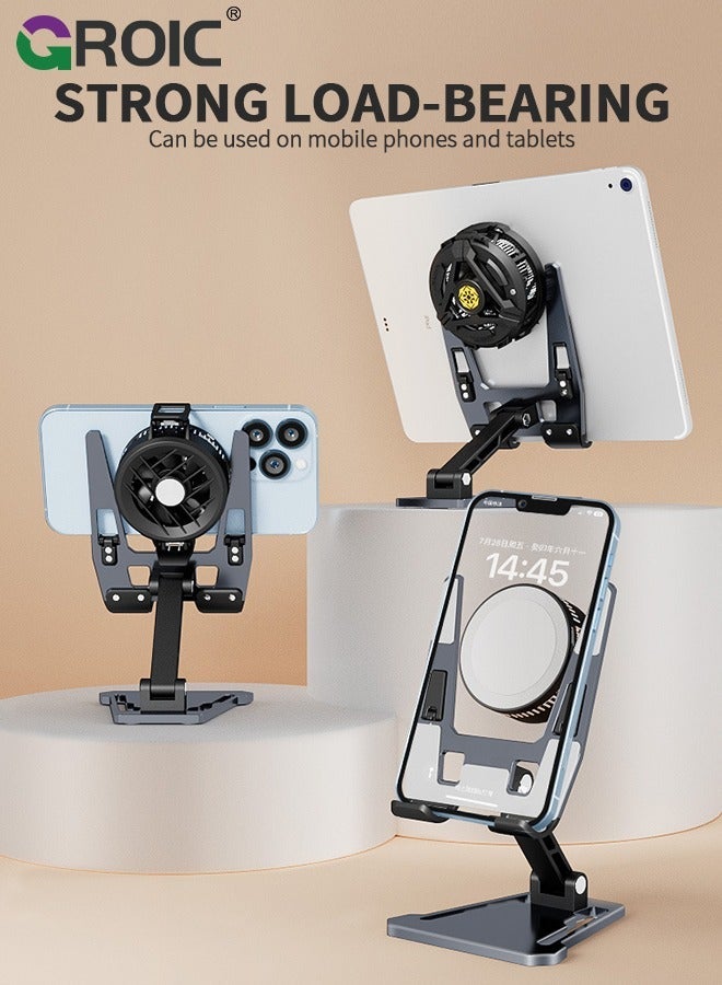 GROIC Tablet Stand for Desk, Stable Holder with Heavy and Thickened Metal Base Large Device, Multi-Angles Adjustable Foldable, Universal Tool Mobile Phone Charging  - Image 4