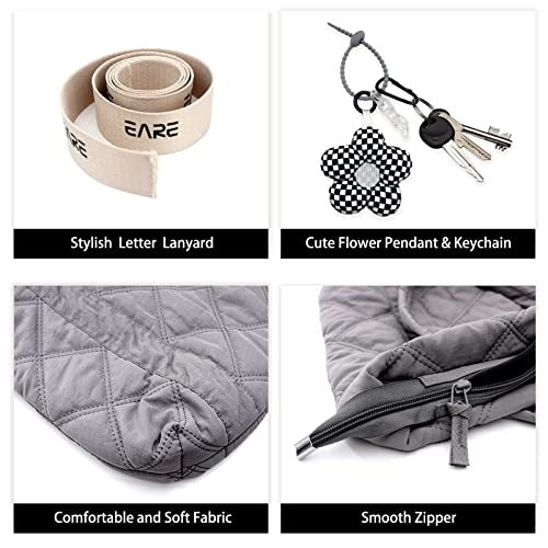 iSamzan Puffer Quilted Tote Bag for Women Puffy Padded Purse with Zipper Work Nylon Soft Purse-Grey - Image 2
