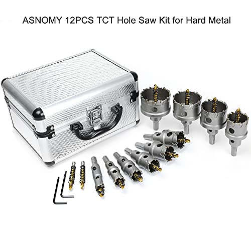 ASNOMY 12PCS TCT Hole Saw Kit for Hard Metal, 5/8"-2-1/8" Inch Tungsten Carbide Tipped Hole Cutter Set with Titanium-Plated Pilot Drill bit for Metal, Stainless Steel, Iron, Wood, Plastic - Image 2