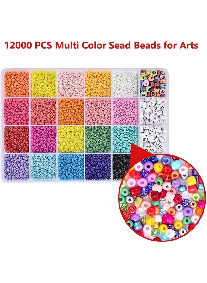 IBAMA Ibama 12000Pcs Diy Handmade Beads Jewelry Making Kits With 7Mm Alphabet Letter Heart Patterns And 3Mm Colorful Rice Beads For Necklaces, Bracelets Multi Color  - Image 5