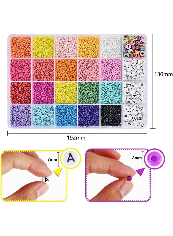 IBAMA Ibama 12000Pcs Diy Handmade Beads Jewelry Making Kits With 7Mm Alphabet Letter Heart Patterns And 3Mm Colorful Rice Beads For Necklaces, Bracelets Multi Color  - Image 3