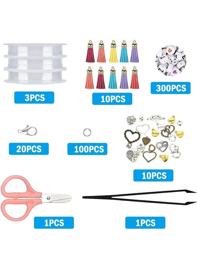 IBAMA Ibama 12000Pcs Diy Handmade Beads Jewelry Making Kits With 7Mm Alphabet Letter Heart Patterns And 3Mm Colorful Rice Beads For Necklaces, Bracelets Multi Color  - Image 2