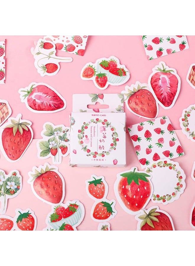Doraking Mini Size Scrapbooks Stickers, 45pcs Doraking DIY Decoration Super Cute Strawberry Stickers for Laptop Scrapbook Suitcase Diary Notebooks Album, Small Stickers (Strawberry Cream) - Image 1