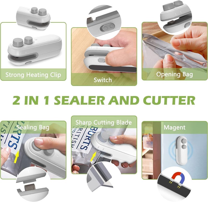 FAGVA Portable Mini Sealing Machine 2 in 1 USB Rechargeable Magnetic Bag Sealer Heat Seal with Cutter Plastic Bags Packing Machine Home Appliances - Image 5