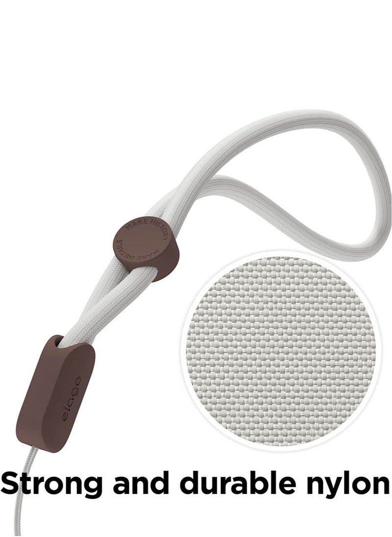 Elago - Universal Nylon Strap with Adjustable Button Compatible with AirPods Pro 2 (2nd Generation) - Ivory/ Brown - Image 1