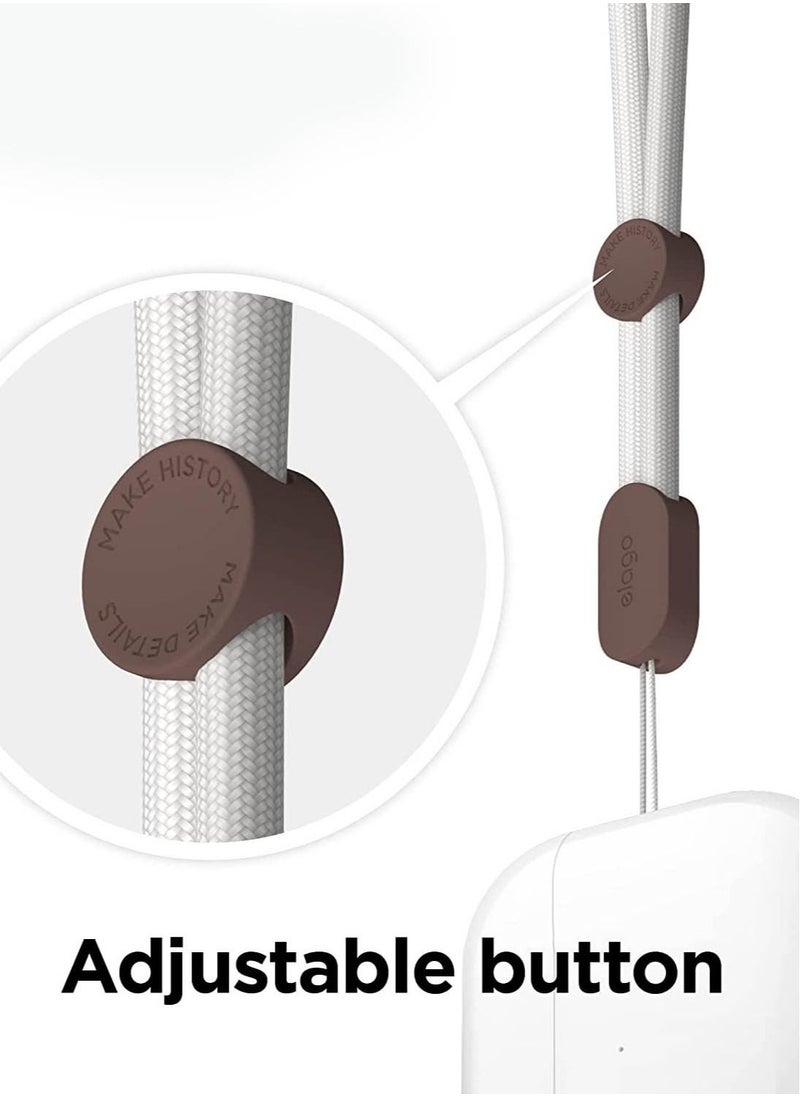 Elago - Universal Nylon Strap with Adjustable Button Compatible with AirPods Pro 2 (2nd Generation) - Ivory/ Brown - Image 1