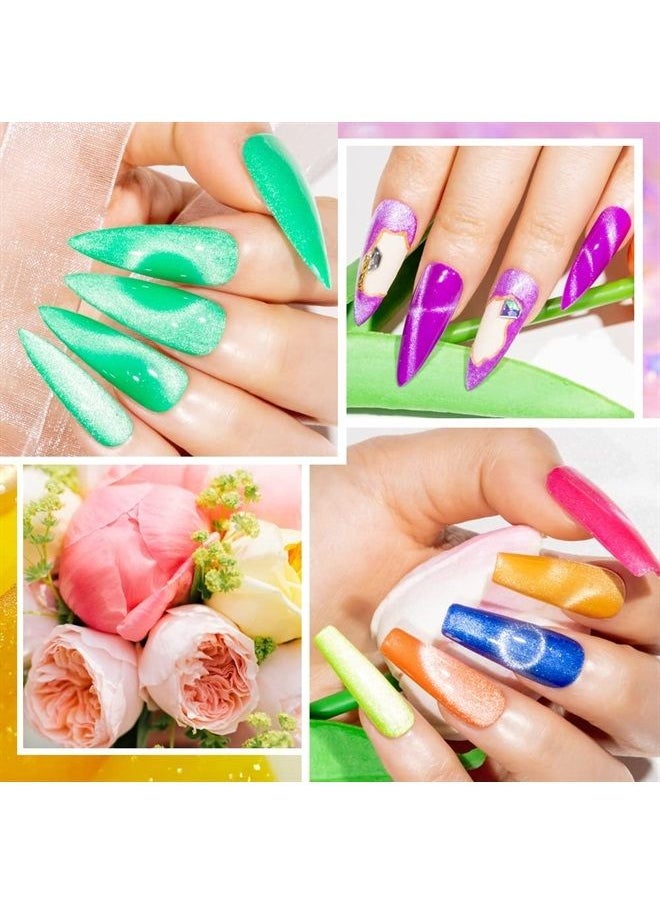 MIZHSE - Neon Cat Eye Gel Nail Polish Set 12Pcs, Cateye Blue Green Purple Soak Off Gel Polish Magnetic Manicure Kit for Nail Art Salon 7ml - Image 1