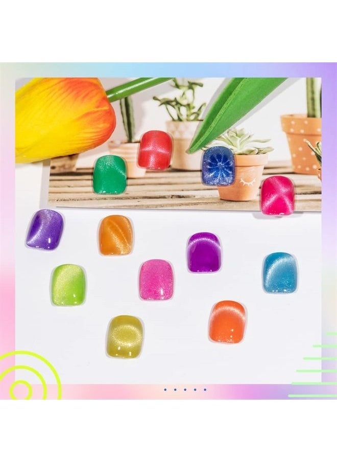MIZHSE - Neon Cat Eye Gel Nail Polish Set 12Pcs, Cateye Blue Green Purple Soak Off Gel Polish Magnetic Manicure Kit for Nail Art Salon 7ml - Image 1