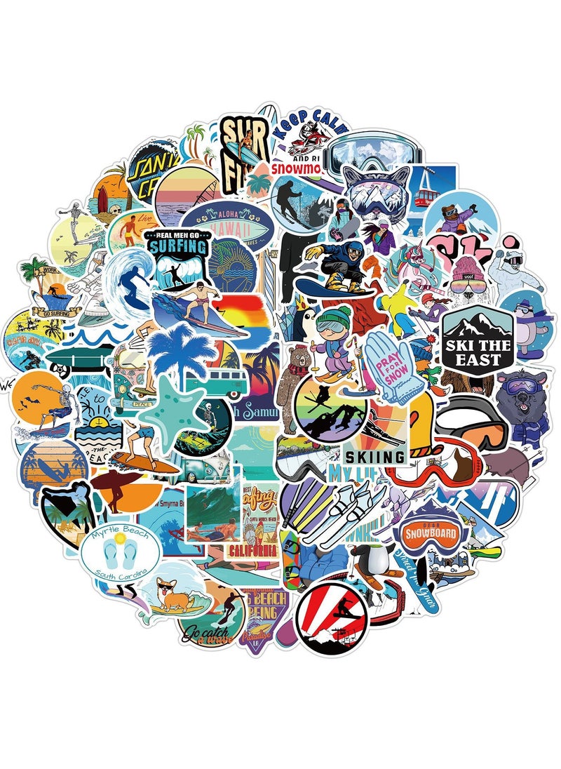 Generic - 100Pcs Outdoor Sports Skiing Surfing Graffiti Stickers DIY Snowboard Skateboard Car Helmet Waterproof Stickers Kid Toys Cute Vinyl Stickers Gifts for Girls Boys Kids - Image 1