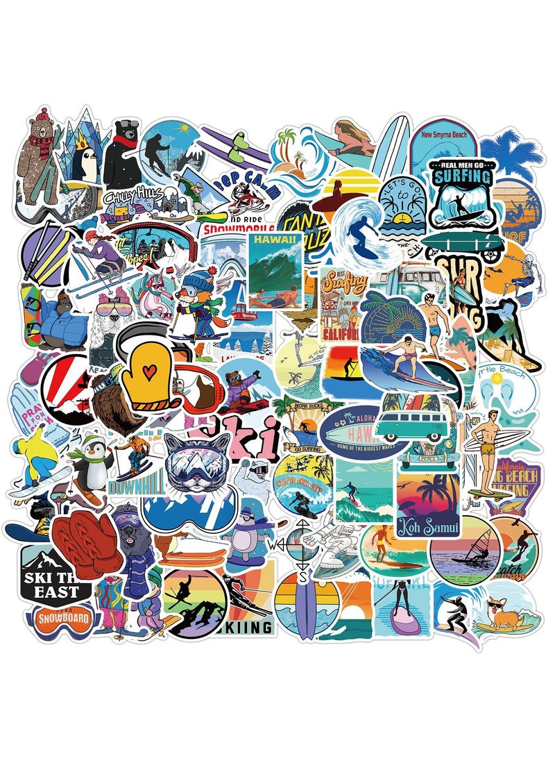 Generic - 100Pcs Outdoor Sports Skiing Surfing Graffiti Stickers DIY Snowboard Skateboard Car Helmet Waterproof Stickers Kid Toys Cute Vinyl Stickers Gifts for Girls Boys Kids - Image 1