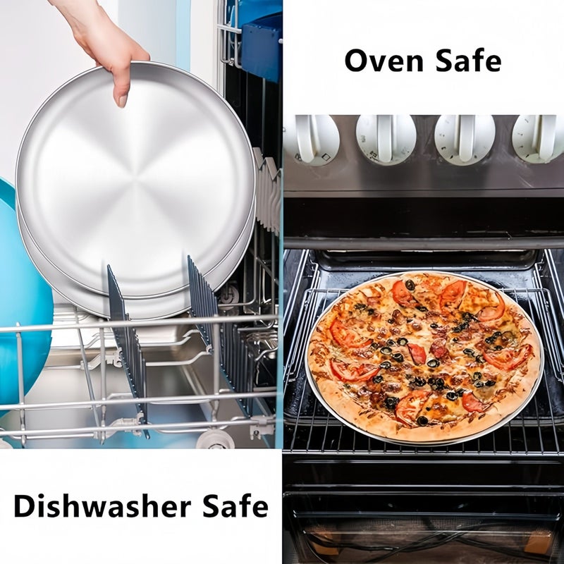 Stainless Steel 12 Inch Pizza Pans 3Pcs Oven Baking Tray Heavy Duty Dishwasher Safe - Image 4