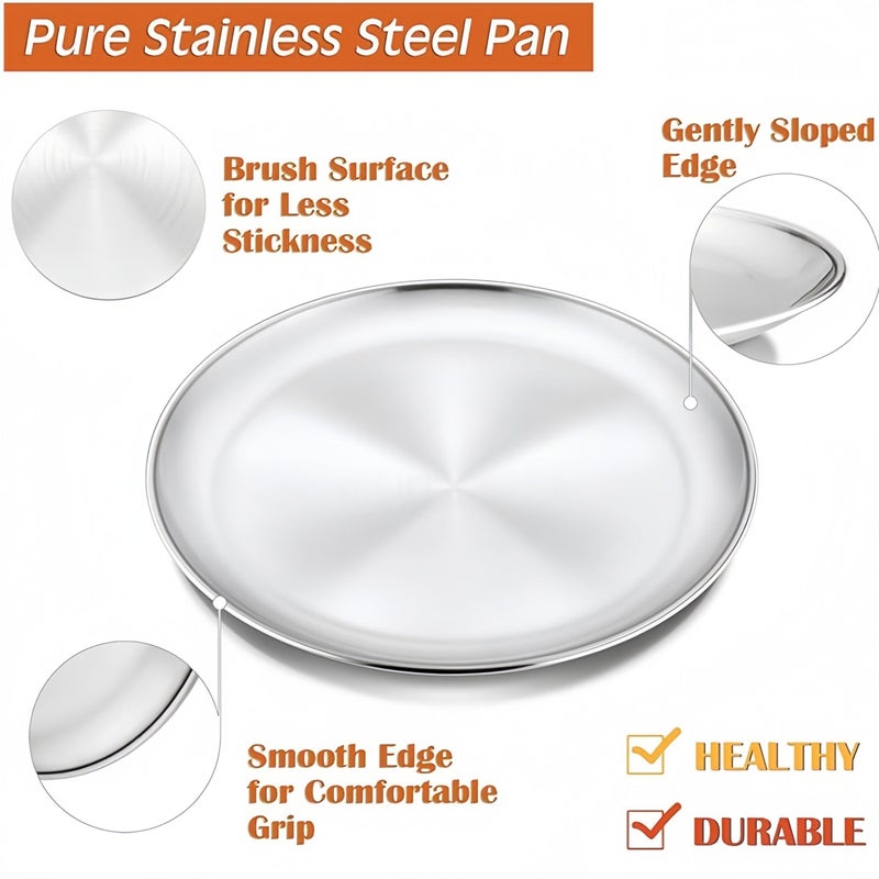Stainless Steel 12 Inch Pizza Pans 3Pcs Oven Baking Tray Heavy Duty Dishwasher Safe - Image 3