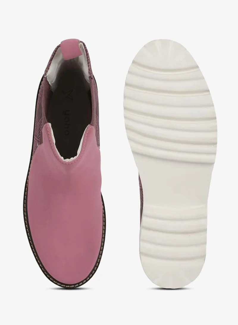 Yoho Pink Pink Comfortable Lightweight Printed Boots for Women | Best Price UAE
