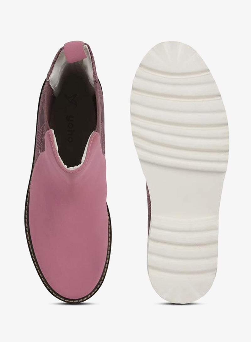 YOHO Pink Comfortable Lightweight Printed Boots - Image 3
