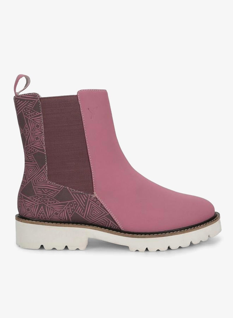 YOHO Pink Comfortable Lightweight Printed Boots - Image 1