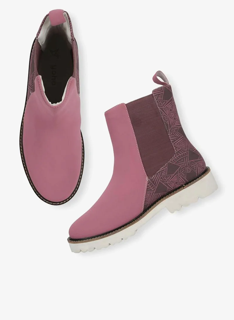 Yoho Pink Pink Comfortable Lightweight Printed Boots for Women | Best Price UAE