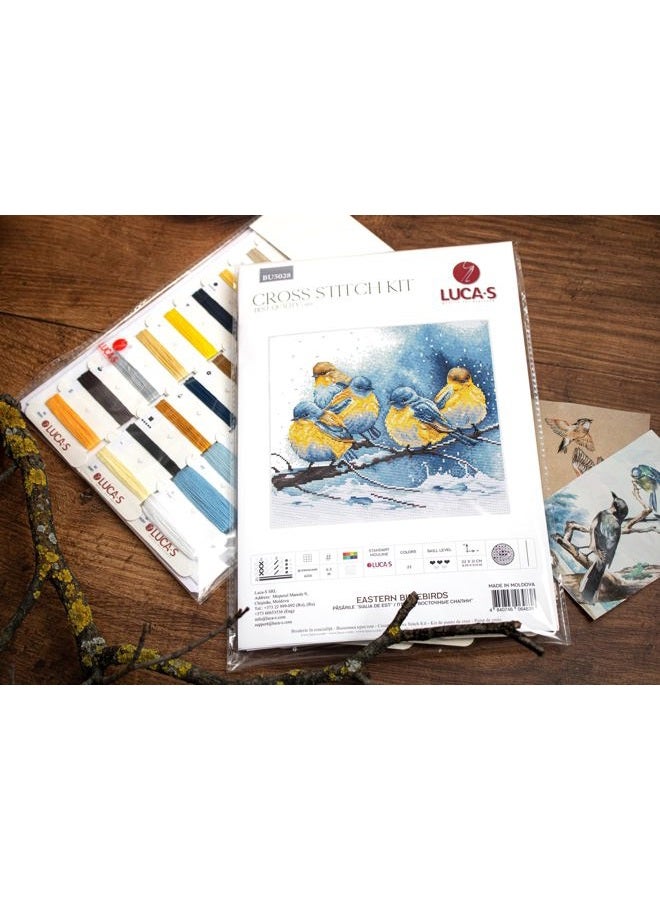 Luca-S Cross Stitch Kit Eastern Bluebirds, BU5028, Embroidery Kit - Image 3