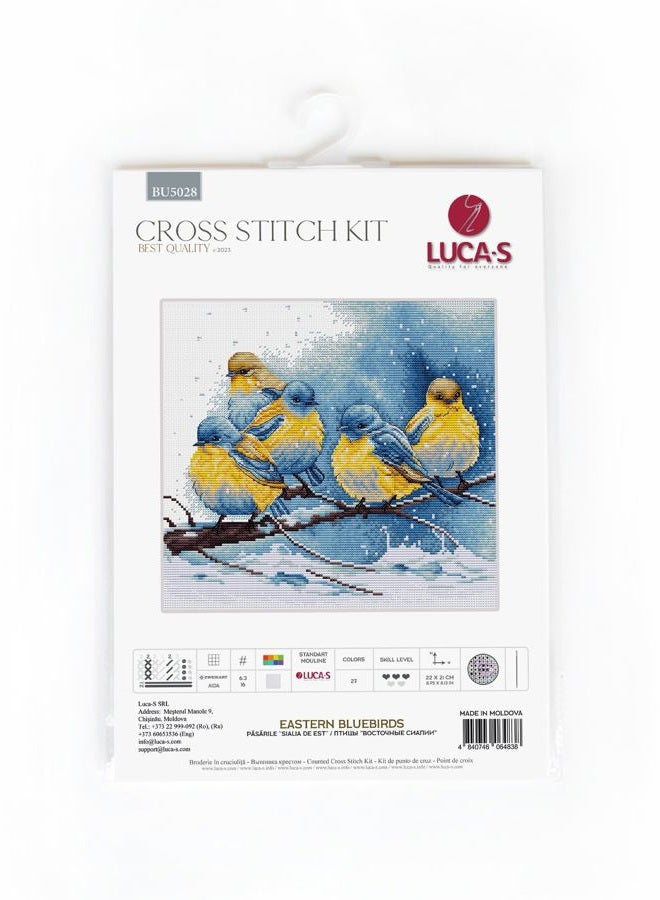 Luca-S Cross Stitch Kit Eastern Bluebirds, BU5028, Embroidery Kit - Image 2