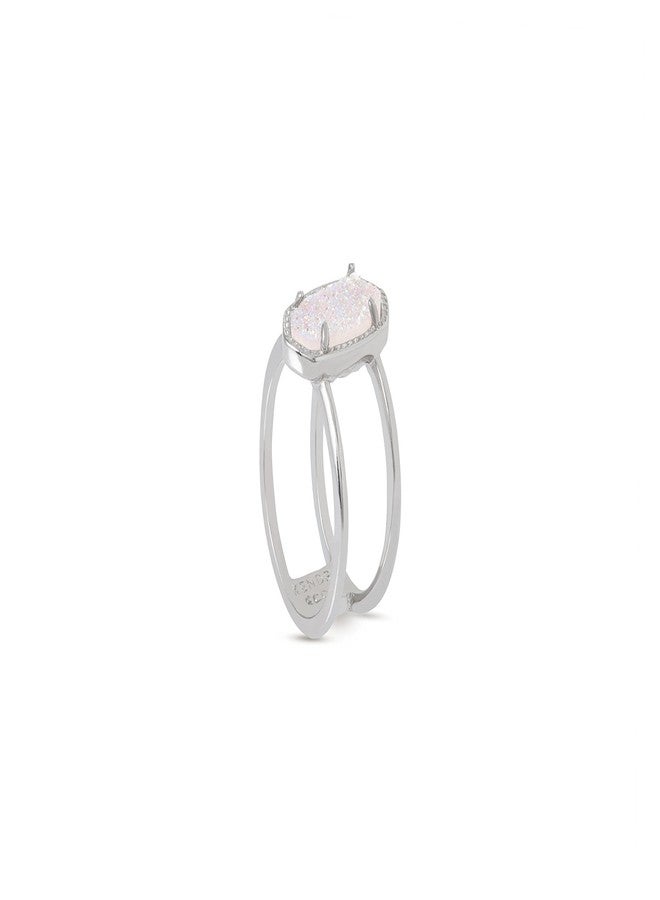Kendra Scott Elyse Ring for Women, Fashion Jewelry, Rhodium-Plated, Iridescent Drusy, Size 8 - Image 2