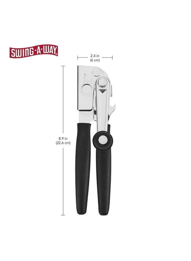Swing-A-Way Swing-A-Way Easy-Crank Can Opener with Folding Crank Handle, Manual Hand Held and Sharp Blade, Stainless Steel, Easy Turn Knob, Basic Kitchen Essentials, For all Can Sizes (Black)  - Image 2