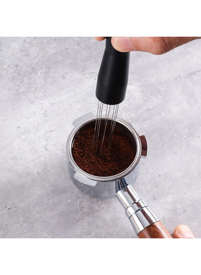 ECVV Espresso Coffee Stirrer Professional Barista Hand Distribution Tool Stainless Steel Needle Type Coffee Tamper Tool Stirring Tamper Black - Image 1