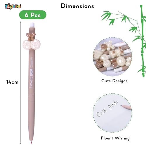 Toyshine 4 Set Cute Cartoon Theme Retractable Kawaii Waterproof Gel Pens 0.5mm Adorable Smooth Writing Gel Pen Set for School & Office Birthday Return Gift Party Favor for Kids Girls Boys - Brown - Image 5