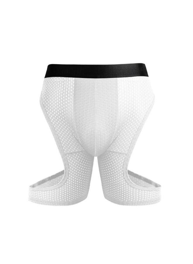Men's Underwear Anti-wear Leg Ice Silk Hollow Large Size Boxers Long Breathable Four Corner Trousers Sports Running Tight