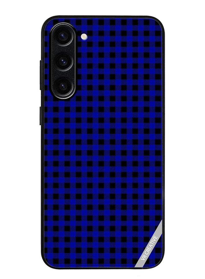 VR CREATIVE Protective Case Cover For Samsung Galaxy S24 Plus Blue And Black Buffalo Plaid Texture Checkered Seamless Pattern Design Multicolour - Image 1