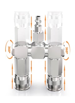 SYOSI Air Hose Connectors 2 Way Air Hose Splitter Fittings 1/4 in NPT Air Compressor Fittings High Pressure Resistance Air Manifold Swivel 360 Degrees Connectors Air Compressor Accessories  - Image 5