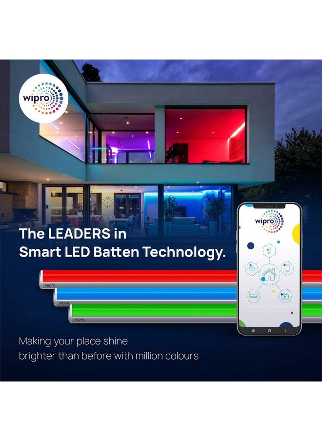 WIPRO - wipro Next Smart Wi-Fi 20W CCT+RGB LED Batten | 16 Million Colours | White Tunable | Dimmable |Scheduling |Scene Creation |Smart Grouping of Lights |Amazon Alexa & Google Asst. Compatible |Pack of 6 - Image 1
