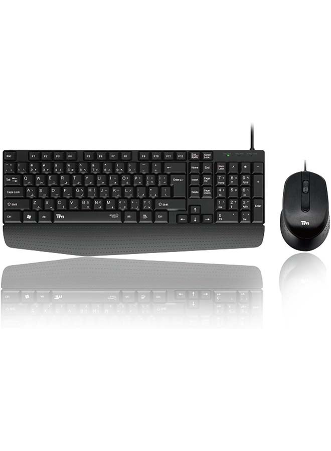Twisted Mind K12 Kavara Series 2 in 1 Wired Keyboard & Mouse Combo, Full Layout with 10 Multimedia Keys  English & Arabic Legends, Lightweight Durable Design - Image 1