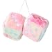 Lutoku Heart Embroidered Colorful Fuzzy Plush Dice 3Inch Decorative Car Mirror Hanging Ornaments Soft Foam Easy Install Great Gift Idea Pale Rainbow - Image 2