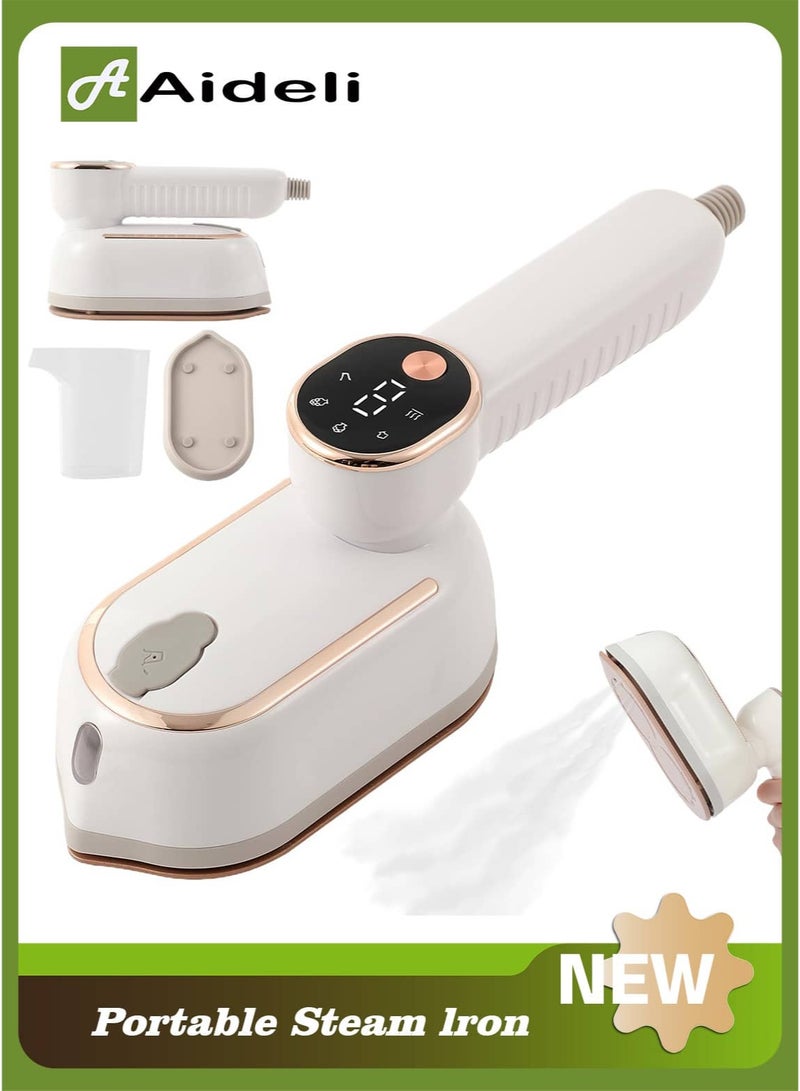 أديلي مكواة بخار محمولة للسفر بقوة 1200 واط مع شاشة LCD و3 مستويات بخار وتسخين سريع خلال 20 ثانية ومقبض دوار 180° للاستخدام في المنزل والسفر - Image 1