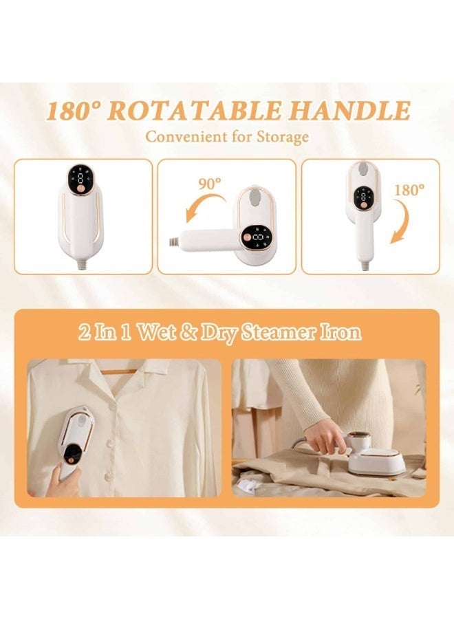 أديلي مكواة بخار محمولة للسفر بقوة 1200 واط مع شاشة LCD و3 مستويات بخار وتسخين سريع خلال 20 ثانية ومقبض دوار 180° للاستخدام في المنزل والسفر - Image 5