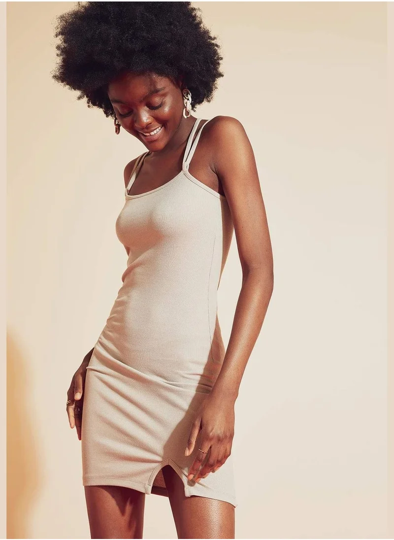 DeFacto Basic Strappy Mini Dress With Slit