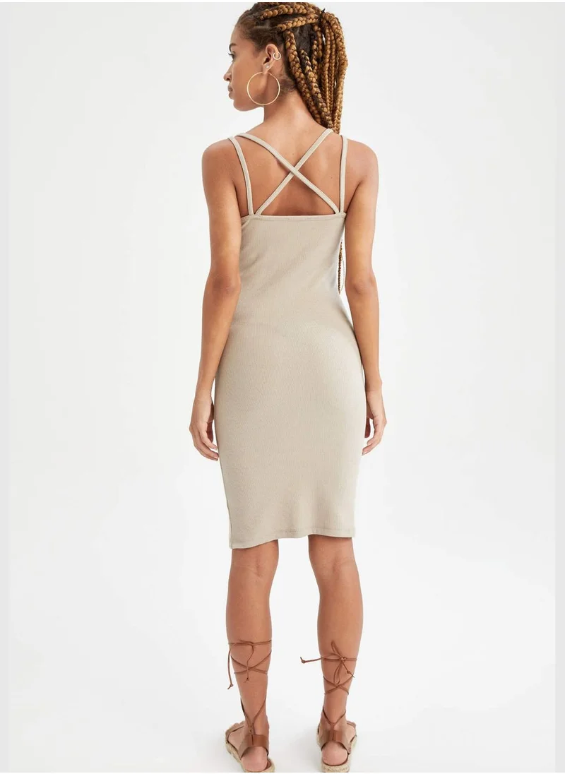 DeFacto Basic Strappy Mini Dress With Slit