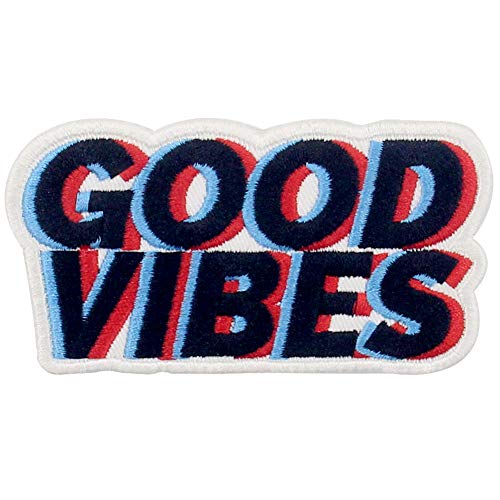Rocking Planet Good Vibes Patch Embroidered Biker Applique Iron On Sew On Emblem - Image 1