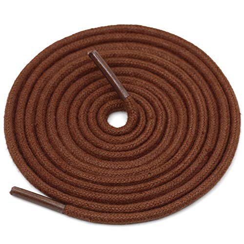DELELE 2 Pair 24 inch Light Brown Round Waxed Oxford Shoe Laces for Dress Shoes and Boots - Image 1