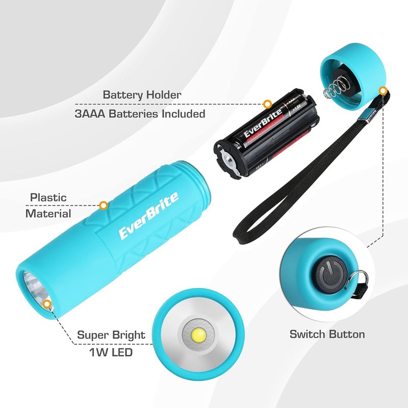 EverBrite 6-Pack Mini Flashlight Set, Small Multicolor Flashlights with Lanyard, 1W Led for Camping, Hiking, Emergencies, 18 AAA Batteries Included, Gift for Christmas Birthday Anniversary - Image 3