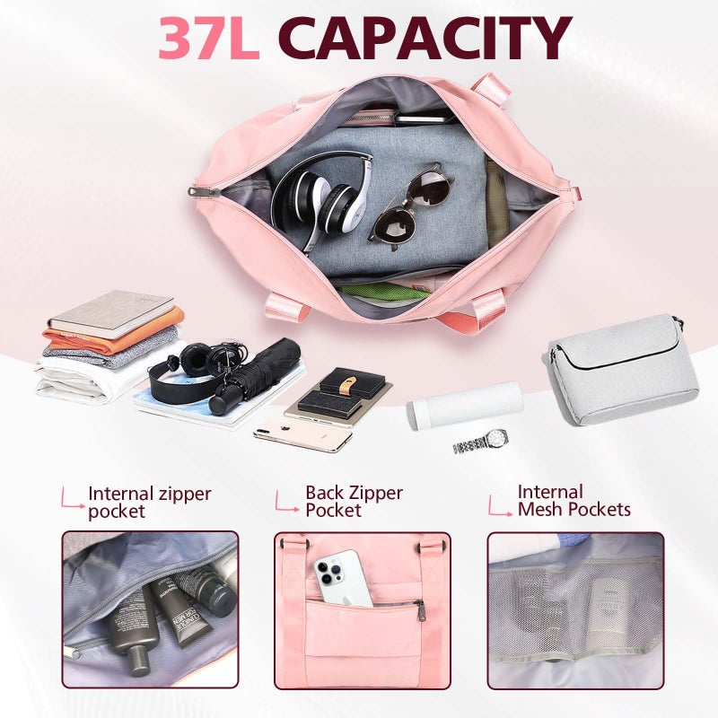TOPBAG Travel Duffle Bag, Waterproof Weekender Bag Carry On Tote Bags for Women, Travel Essentials Sport Gym Bag for Men, Hospital Bag for Labor and Delivery, Overnight Bag Luggage Bag with Trolley Sleeve - Image 3