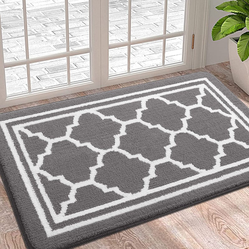Buganda Indoor Door Mat, Dirt-Resistant and Absorbent Doormat, Anti-Slip, Low Profile Floor Mats for Inside Entryway, Front, and Back Door Entrance (36x24 Inches, Grey) - Image 1
