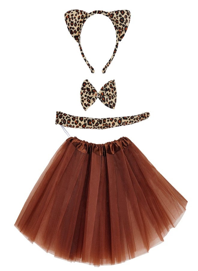 Marrywindix Brown Leopard Costume Tutu Set Animal Fancy Dress Costume Kit Halloween Party Dress Up Accessories - Image 1