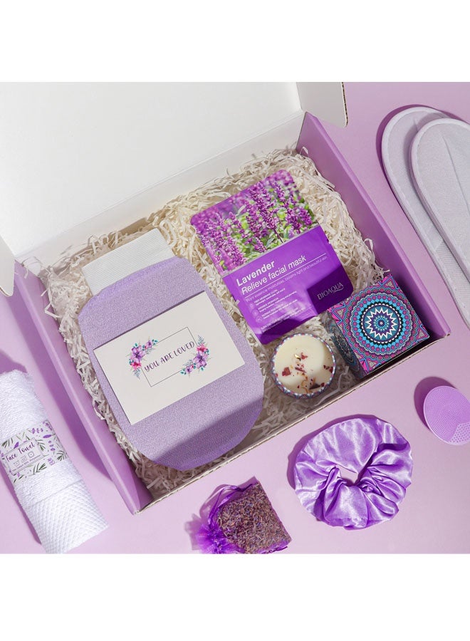 Hanayo Spa Gift Set Gifts for Women Happy Birthday Gifts Basket for Women Spa Gift Set for Ladies 12 PCS Spa Gift Basket Set with Gift Box Relaxation Bath Gift Set for Wife and Best Friend(Purple) - Image 4