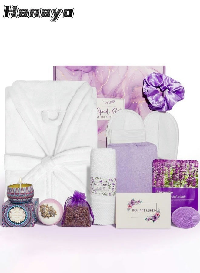 Hanayo Spa Gift Set Gifts for Women Happy Birthday Gifts Basket for Women Spa Gift Set for Ladies 12 PCS Spa Gift Basket Set with Gift Box Relaxation Bath Gift Set for Wife and Best Friend(Purple) - Image 1
